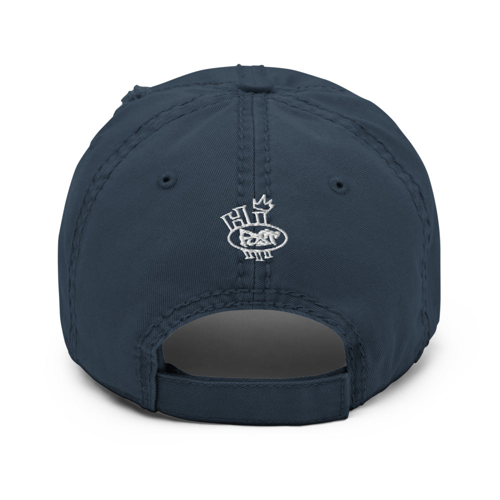 Hi Post Distressed Dad Hat (Navy or Khaki)