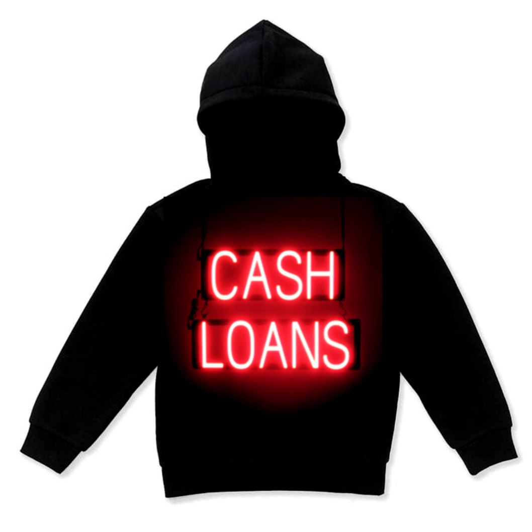 Hi Post “CASH or CHEQUE” Black Hoodie (green or black graphic)