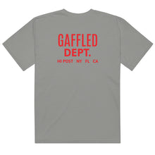 Load image into Gallery viewer, Hi Post GAFFLED DEPT Garment-dyed heavyweight t-shirt RED Type (on black, gray, white)